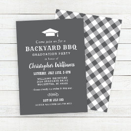 Invitación Partido de Graduación Rústica Gris Backyard BBQ