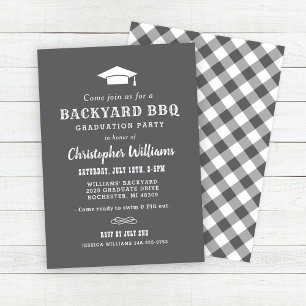 Invitación Partido de Graduación Rústica Gris Backyard BBQ
