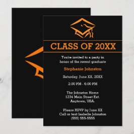 Invitación Partido de Graduación Sencilla del Naranja Negro