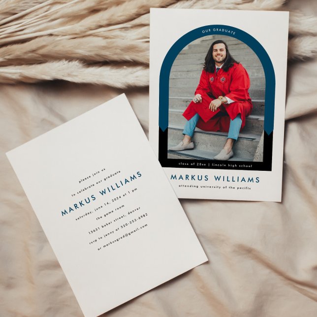 Invitación Partido de Graduación Simple Azul de la Marina Arc (Subido por el creador)