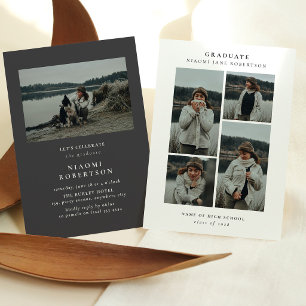 Invitación Partido de Graduación Simple de 5 Collages de foto