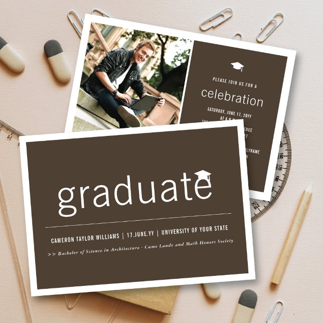Invitación Partido de Graduación Simple de Foto Graduada mini (Subido por el creador)