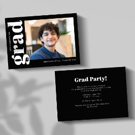 Invitación Partido de Graduación Simple de Fotografía Blanca 