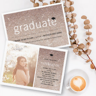 Invitación Partido de Graduación Simple de Purpurina de Bronc