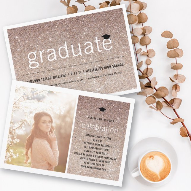 Invitación Partido de Graduación Simple de Purpurina de Bronc (Subido por el creador)