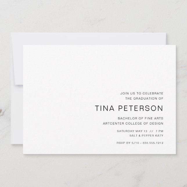 Invitación Partido de Graduación Simple en Blanco y Negro (Anverso)