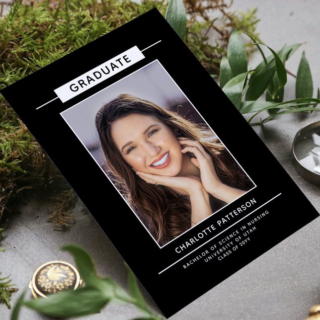 Invitación Partido de Graduación Simple Guión Moderno Foto Ne (Subido por el creador)