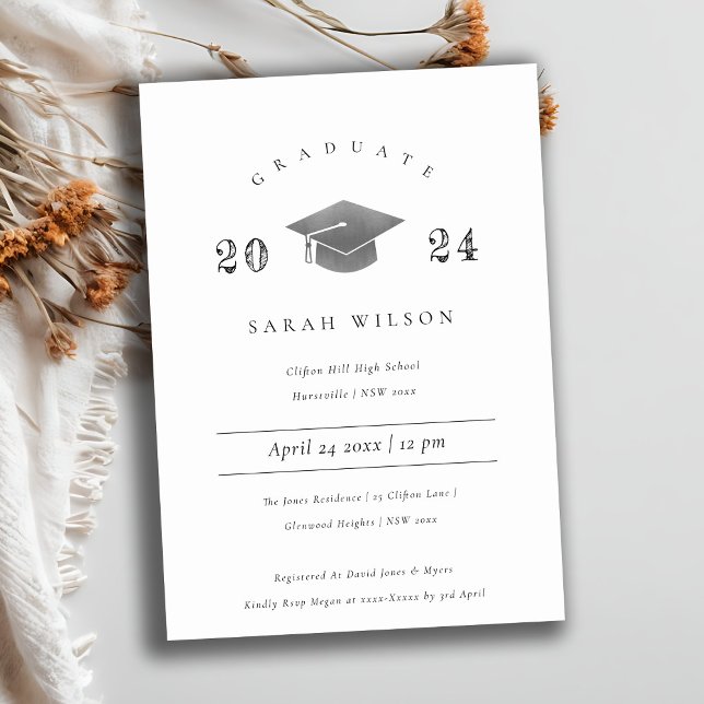 Invitación Partido de Graduación Simple Mínima Limpia de Reli (Subido por el creador)