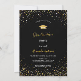 INVITACIÓN PARTIDO DE GRADUACIÓN SIMPLE Y ELEGANTE DE ORO Y N