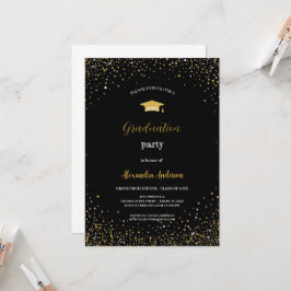 INVITACIÓN PARTIDO DE GRADUACIÓN SIMPLE Y ELEGANTE DE ORO Y N