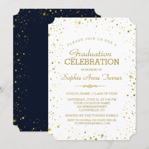 Invitación Partido de Graduación Starry Sky de Whimsical Gold