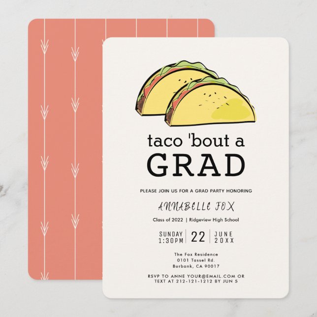 Invitación Partido de Graduación Taco Bout GRAD (Anverso / Reverso)