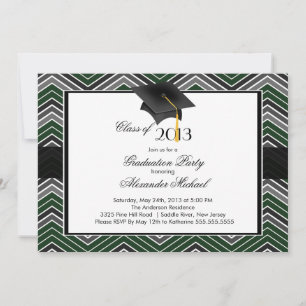 Invitación Partido de Graduación Tassel Chevron Moderno