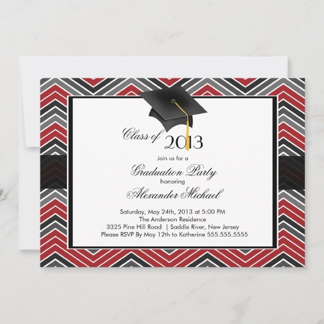 Invitación Partido de Graduación Tassel de Graduación Chevron (Anverso)