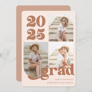 Invitación Partido de Graduación Terracota de Tipo Retro de F