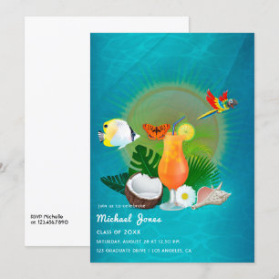 Invitación Partido de Graduación Tropical de Cócteles