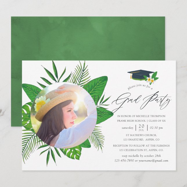 Invitación Partido de Graduación Tropical de Verano (Anverso / Reverso)