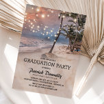 Invitación Partido de Graduación Tropical Vintage Beach 2025<br><div class="desc">Estas invitaciones a las fiestas de playa, que le dan un ambiente ideal para la mejor parte de su viaje de graduación, te transportarán a una puesta de sol tropical de ensueño, muy iluminada por luces de cuerda relucientes y enmarcada por palmeras exuberantes. Perfecto para aquellos que buscan darle a...</div>