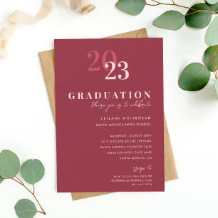 Invitación Partido de Graduación Typografía Moderna Berry Roj
