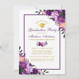 Invitación Partido de Graduación Ultra Violeta Púrpura Invita