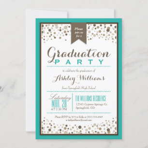 Invitación Partido de Graduación Verde, Blanco y Taupe verde