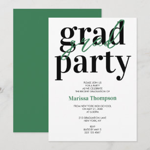 Invitación Partido de Graduación Verde de Caligrafía Moderna