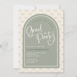 Invitación Partido de Graduación Verde de Cute Bows Sage