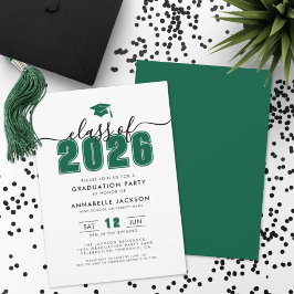 Invitación Partido de Graduación Verde Moderno Simple