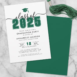 Invitación Partido de Graduación Verde Moderno Simple