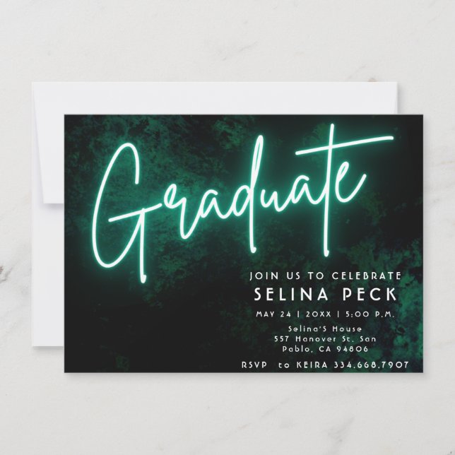 Invitación Partido de Graduación Verde Neon (Anverso)