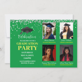Invitación Partido de Graduación Verde y Amarillo de Fotograf