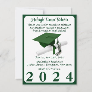 Invitación Partido de Graduación Verde y Blanca de Cap & Dipl