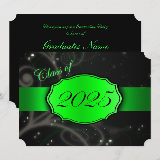 Invitación Partido de Graduación Verde y Negro 2025 (Anverso / Reverso)