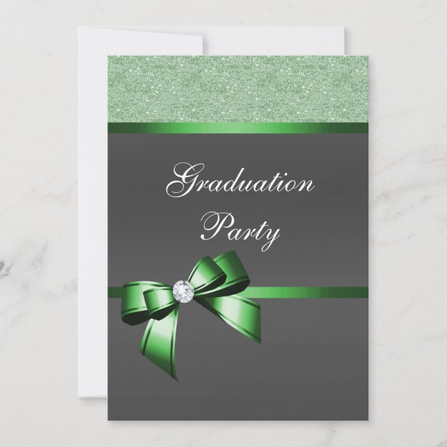 Invitación Partido de Graduación Verde y Negro Esmeralda (Anverso)