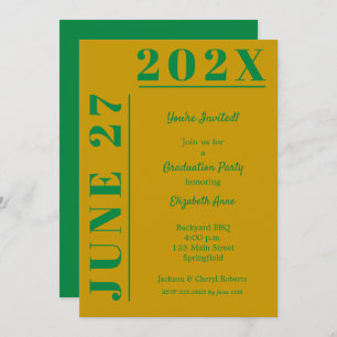 Invitación Partido de Graduación Verde y Oro