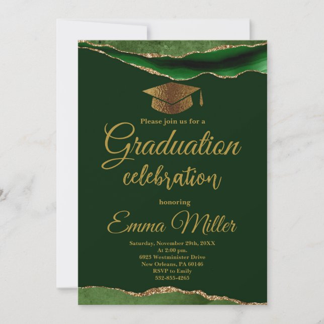 Invitación Partido de Graduación Verde y Oro (Anverso)