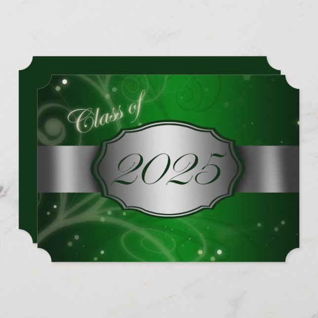 Invitación Partido de Graduación Verde y Plata 2025 (Anverso / Reverso)
