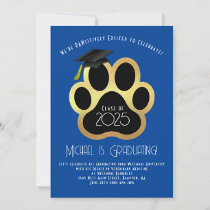 Invitación Partido de Graduación Veterinaria Mascota Paw Azul