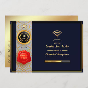 Invitación Partido de Graduación Virtual de Oro y Negro