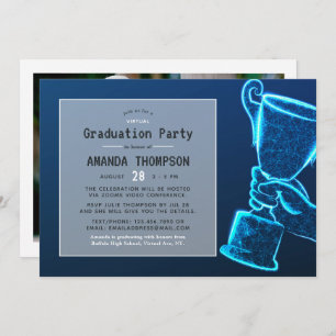 Invitación Partido de Graduación Virtual Futurista con Brillo
