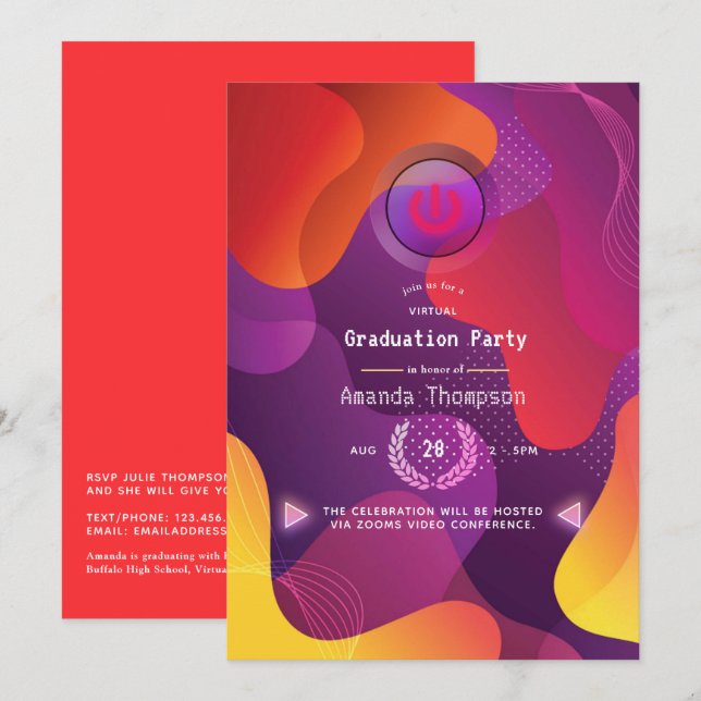 Invitación Partido de Graduación Virtual Geométrica (Anverso / Reverso)