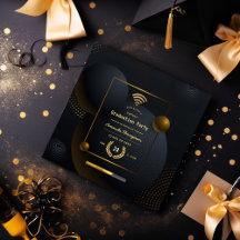 Partido de Graduación Virtual Geométrica en Negro 