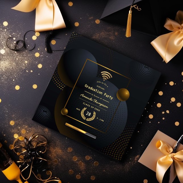 Invitación Partido de Graduación Virtual Geométrica en Negro  (Subido por el creador)