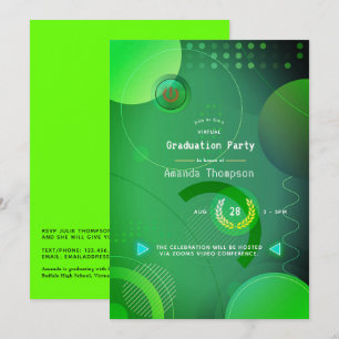Invitación Partido de Graduación Virtual Geométrica Verde