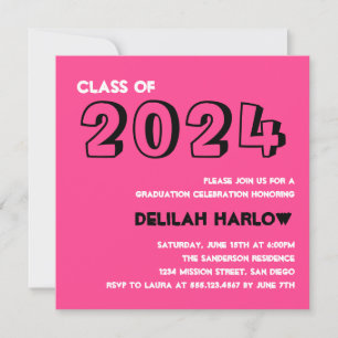 Invitación Partido de Graduación Y2K de la Foto Rosa Retro de