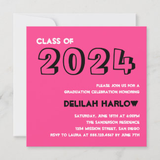 Invitación Partido de Graduación Y2K de la Foto Rosa Retro de