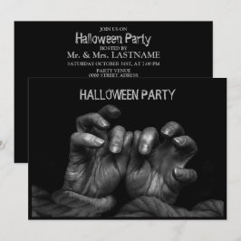 Invitación Partido de Halloween asusta a la maldad manos negr