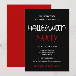 Invitación Partido de Halloween blanco y negro