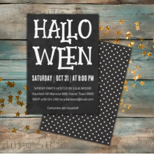 Invitación Partido de Halloween con puntos mínimos de polka