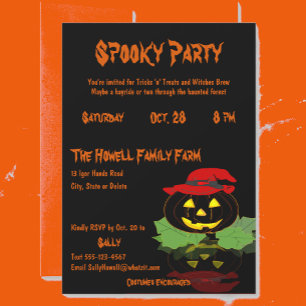 Invitación Partido de Halloween con traje de linterna de Jack